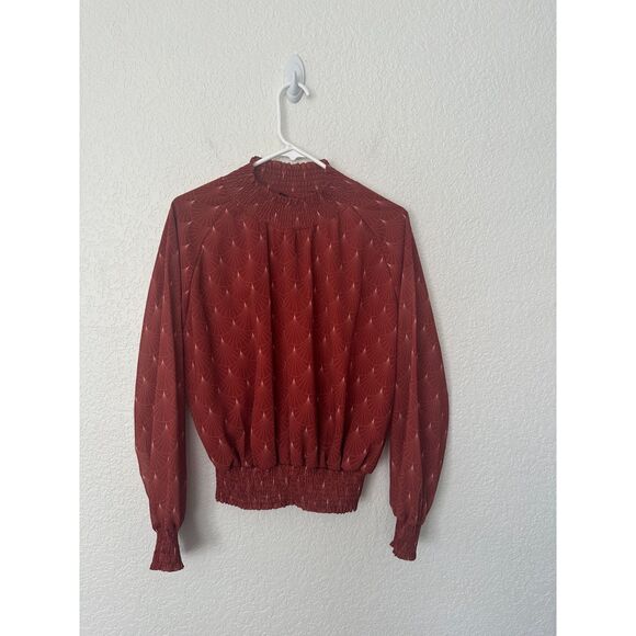 Bohme Art Deco Long SLeeve Top Rust/Brick Size Medium - Picture 1 of 7